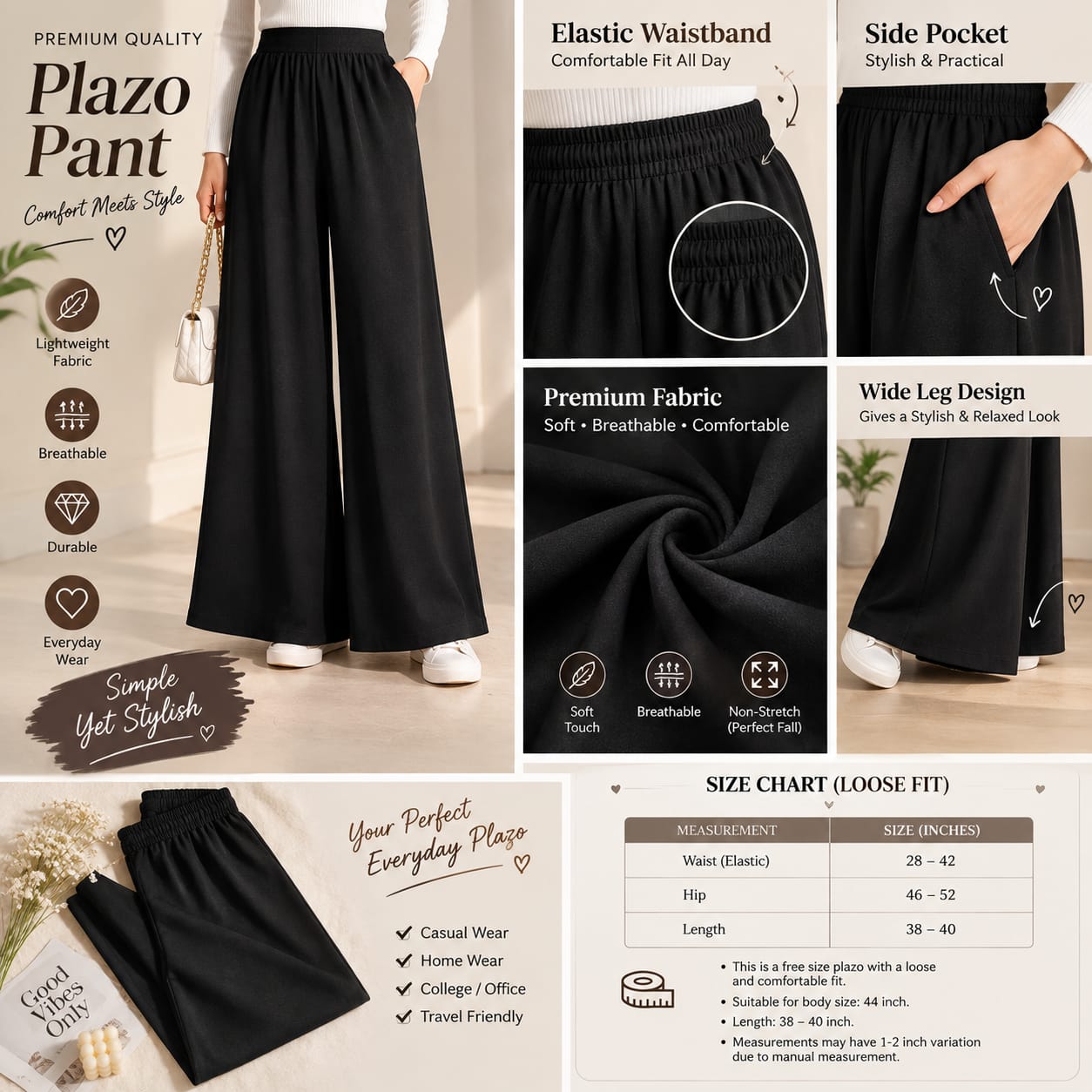 Premium Black Palazzo Pant