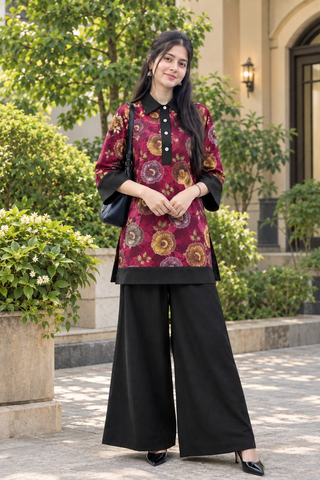Pakistani Inspired 2 Piece Full set Tops & Palazzo Combo